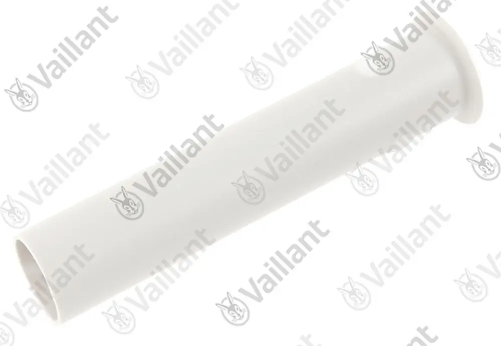Weißes Rohr von Vaillant, schmal und zylindrisch, mit einem durchgehenden Bohrungsdesign, geeignet für Warmwasseranwendungen.